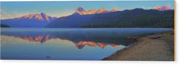 Redfish Lake Wood Print featuring the photograph Redfish Lake Dawn by Greg Norrell