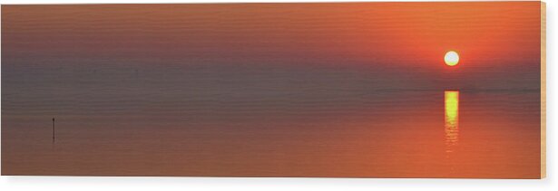20121103 Wood Print featuring the photograph Santa Rosa Sound Sunrise Minimalism Panoramic by Jeff at JSJ Photography