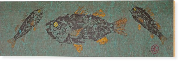 White Perch Wood Print featuring the mixed media White Perch with Yellow Perch by Jeffrey Canha