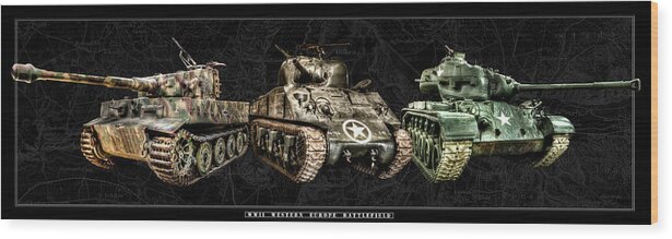 M4 Wood Print featuring the photograph WWII Western Europe Battlefield Tanks by Weston Westmoreland