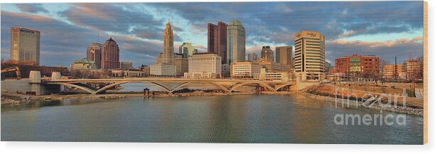 Downtown Columbus Wood Print featuring the photograph Downtown Columbus Panorama sb by Jack Schultz