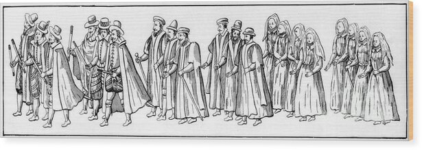 Engraving Wood Print featuring the drawing The Faithful Subjects Who Led by Print Collector