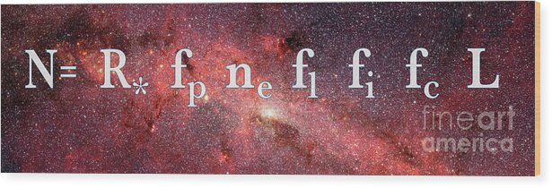 Physics Wood Print featuring the digital art The Drake Equation #1 by Monica Schroeder