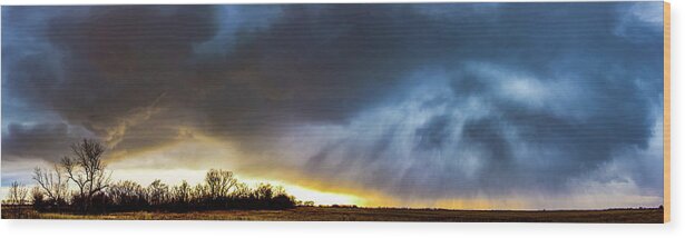 Nebraskasc Wood Print featuring the photograph A Taste of the First Storms in South Central Nebraska 008 by NebraskaSC