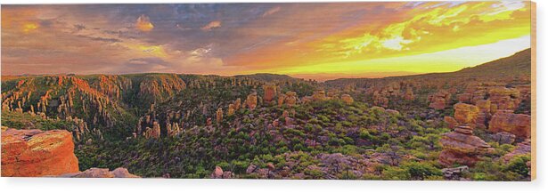 Chiricahua Mountains Wood Print featuring the photograph Chiricahua Mountains Sunset Panorama, Arizona by Chance Kafka