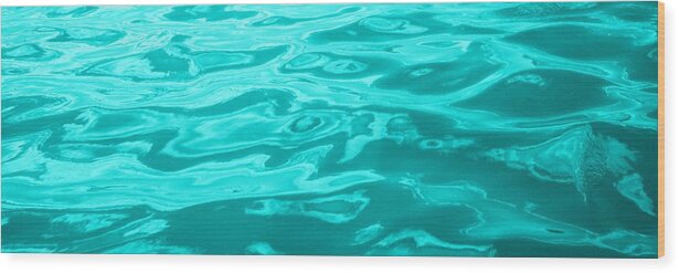 Wall Art Wood Print featuring the digital art Colored Wave Blue Long by Stephen Jorgensen