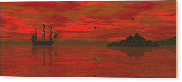 Bryce Wood Print featuring the digital art Sunset arrival by Claude McCoy