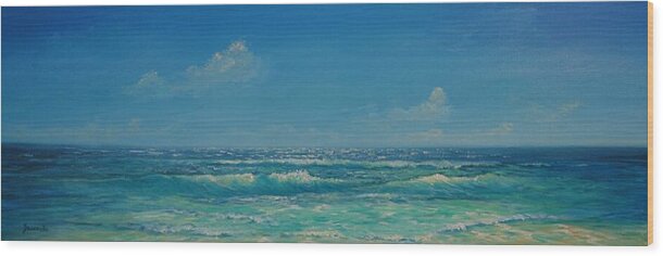 Tropical Beach Wood Print featuring the painting Sunlit by Alan Zawacki by Alan Zawacki