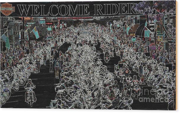 Harley Davidson Wood Print featuring the photograph Welcome Riders by Anthony Wilkening