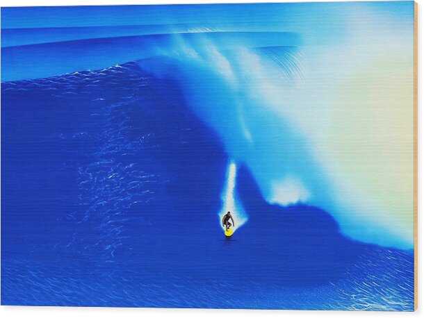 Surfing Wood Print featuring the painting Jaws 2011 by John Kaelin