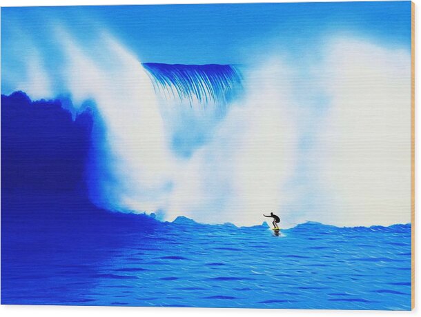 Surfing Wood Print featuring the painting Jaws 2012 by John Kaelin