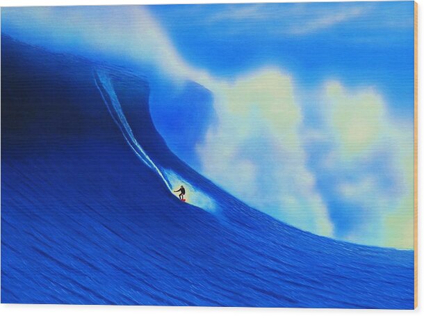 Surfing Wood Print featuring the painting Cortes Bank 2008 by John Kaelin