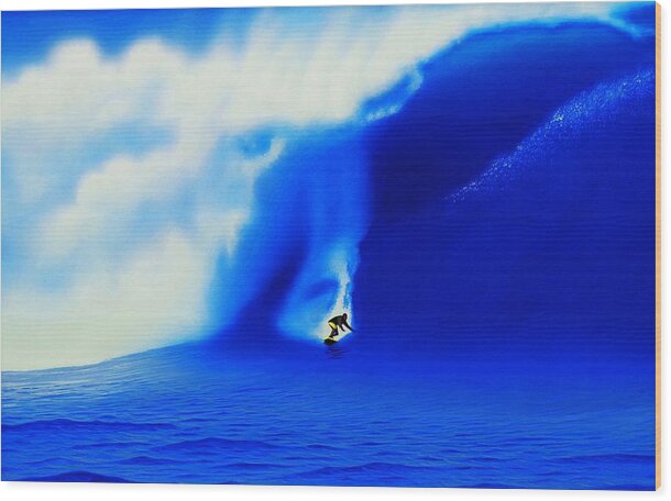 Surfing Wood Print featuring the painting Jaws 2004 by John Kaelin