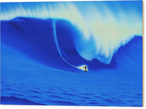Surfing Wood Print featuring the painting Dungeons, South Africa 2006 by John Kaelin
