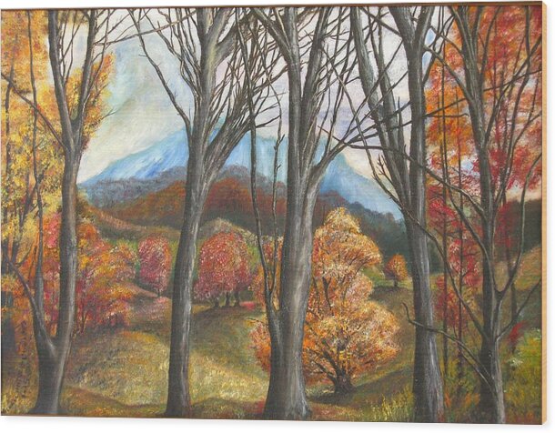 Nature Wood Print featuring the painting Beyond the Trees by Michael Anthony Edwards