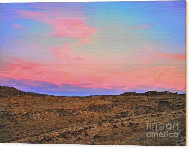 Pink Skies Wood Print featuring the photograph Wyoming Lights by Anthony Wilkening