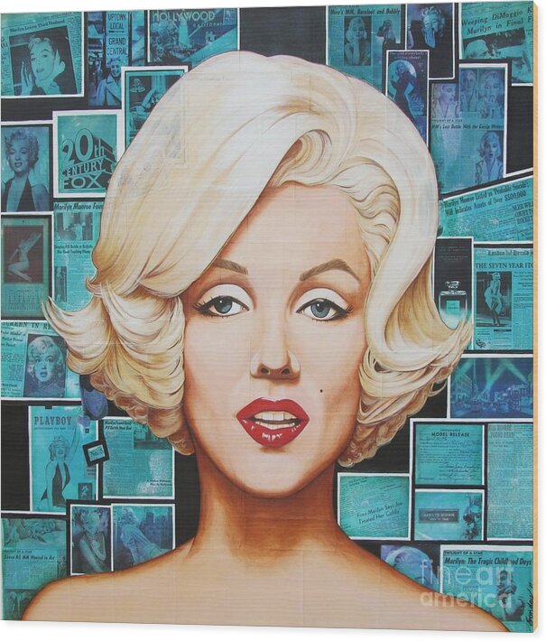 Marilyn Wood Print featuring the painting 20th Century Fox by Joseph Sonday