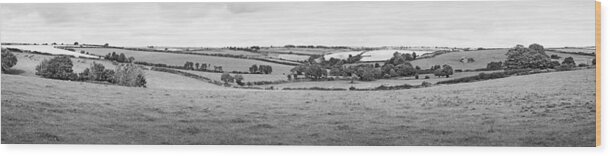 Panoramic Wood Print featuring the photograph Cornwall Panorama BW by Chevy Fleet