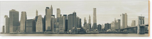 Corporate Business Wood Print featuring the photograph Lower Manhattan Skyline Panorama by 77studio