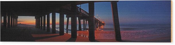 Palm Wood Print featuring the digital art Under The Gulf State Pier by Michael Thomas
