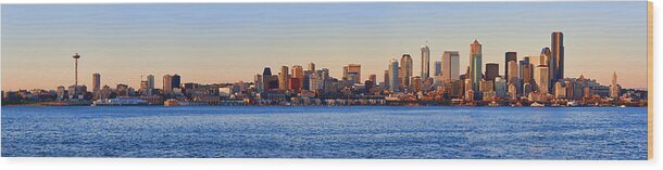 Digital Photo Art Wood Print featuring the photograph Northwest Jewel - Seattle Skyline Cityscape by James Heckt