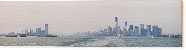 Wake Wood Print featuring the photograph Jersey City And Manhattan From A by Maremagnum