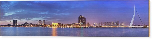 Water's Edge Wood Print featuring the photograph Skyline Of Rotterdam, The Netherlands by Sara winter