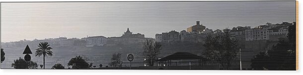 Abstract Wood Print featuring the photograph View of Mahon capital of Minorca island - Panorama to peace in Mahon Skyline by Pedro Cardona Llambias