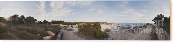 Panoramica Wood Print featuring the photograph Access to the beach of Es Trenc by Agusti Pardo Rossello