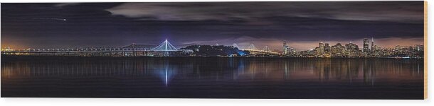Meteor Wood Print featuring the photograph Meteor Over the Bridge by Don Hoekwater Photography
