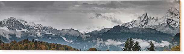 Extreme Terrain Wood Print featuring the photograph Panorama Of The Berchtesgaden Alps by Delectus