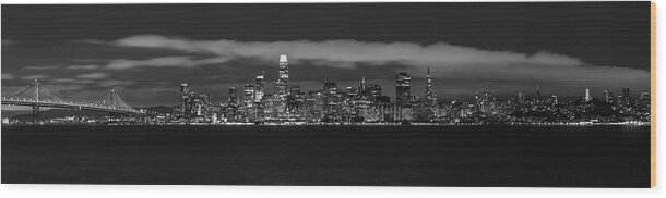 City Wood Print featuring the photograph City At Night by Yun Mao