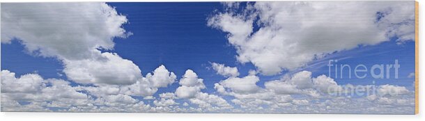 Sky Wood Print featuring the photograph Blue cloudy sky panorama by Elena Elisseeva