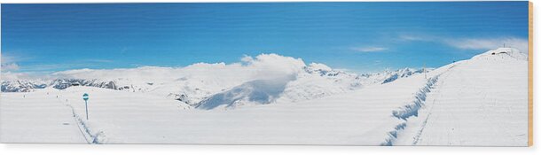 Scenics Wood Print featuring the photograph High Mountain Snowy Landscape - by Ultramarinfoto