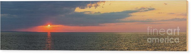 Sky Wood Print featuring the photograph Sunset panorama over Atlantic ocean by Elena Elisseeva