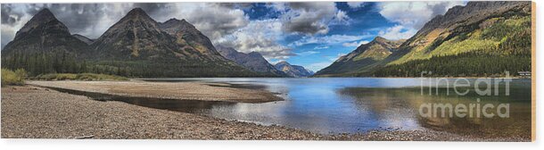 Goat Haunt Wood Print featuring the photograph Upper Waterton Panoramic Reflections by Adam Jewell