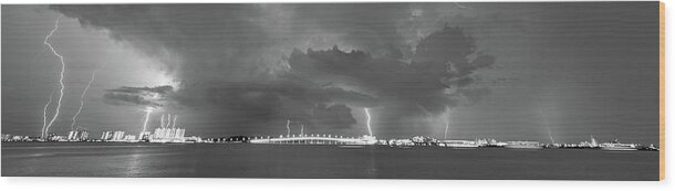 Clouds Wood Print featuring the photograph Lightning Pano by Joe Leone