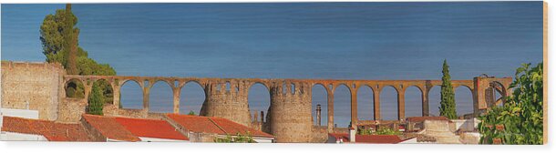 Roman Wood Print featuring the photograph the Roman aqueduct of Beja by Micah Offman