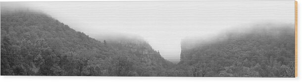 Black Wood Print featuring the photograph Mountain Fog Panorama by Carolyn Hutchins