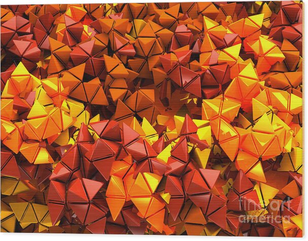 Fall Wood Print featuring the digital art Autumn Hedron 2436 by William Ladson