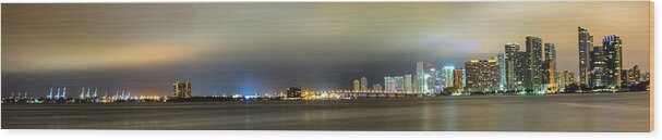 America Wood Print featuring the photograph Panorama of Biscayne Bay in Miami Florida by Andres Leon