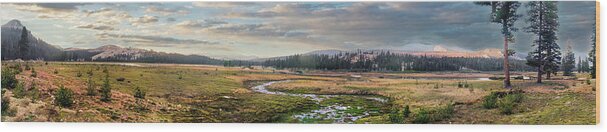 California Wood Print featuring the photograph California Mountains Tioga Meadow Stream panorama by Dan Carmichael