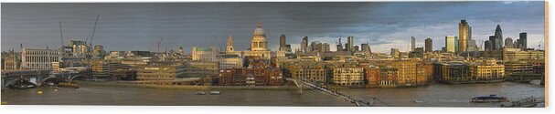 London Skyline Wood Print featuring the photograph Thames with St Paul's panorama by Gary Eason