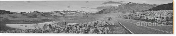 Yellowstone Wood Print featuring the photograph Scenic Views On The Road To Tower Black And White by Adam Jewell