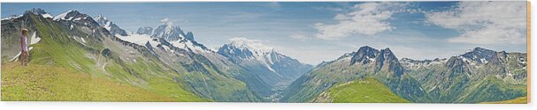 Scenics Wood Print featuring the photograph Looking Over Mont Blanc Chamonix by Fotovoyager