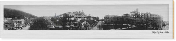 Panoramic Wood Print featuring the photograph Hot Springs Arkansas Panoramic by Retro Images Archive