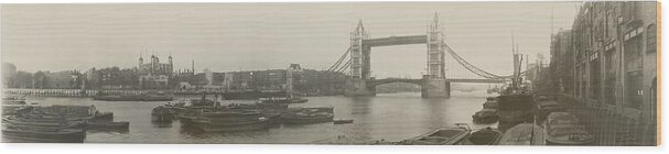 Richard Reeve Wood Print featuring the photograph The Thames at Tower Bridge 1909 by Richard Reeve