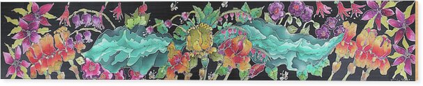 Flowers Wood Print featuring the tapestry - textile Floral Arrangement by Karla Kay Benjamin