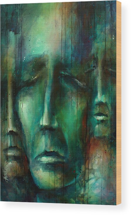 Figurative Wood Print featuring the painting ' Heros ' by Michael Lang