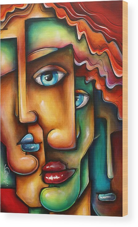 Urban Expressions Wood Print featuring the painting ' Mixed Emotions ' by Michael Lang
